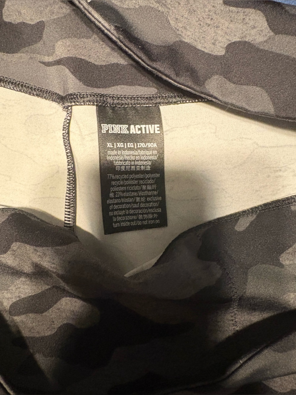 PINK ACTIVE Camo Leggings in Charcoal Gray